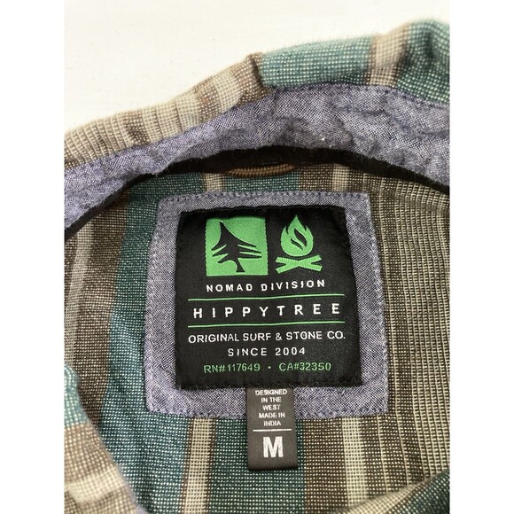 HippyTree Shirt Men’s M Green Gray Stripe Short Sleeve Outdoors Casual Gorpcore - Picture 3 of 8